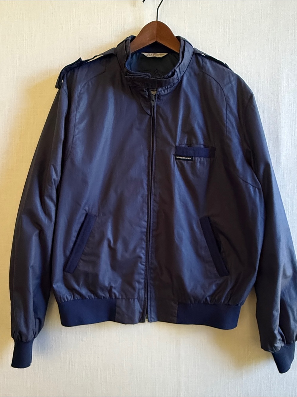 Vintage Members Only Classic Bomber Jacket Navy Blue Men's Size 44 Hong Kong